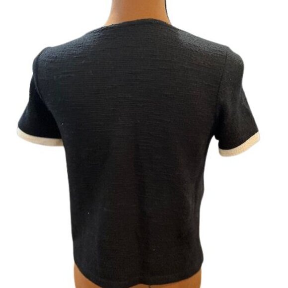 Zara Trafaluc Short Sleeve Shirt in Back with White Detail on Sleeves – Medium - Picture 4 of 5